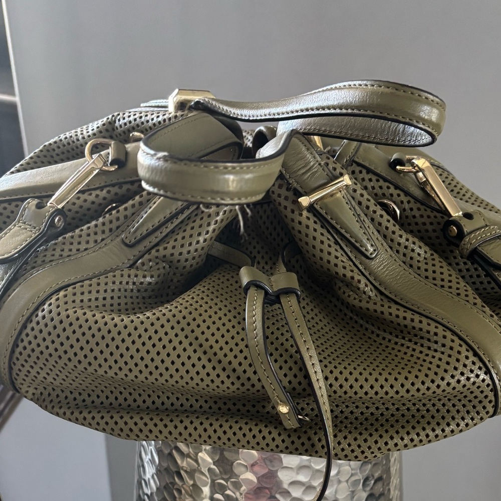 Olive Green Rebecca Mankoff, genuine leather handbag with shoulder strap - Picture 10 of 14